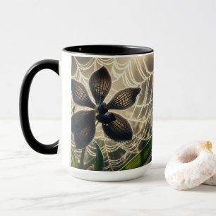 Mug Orchidée noire Spiderweb Floral