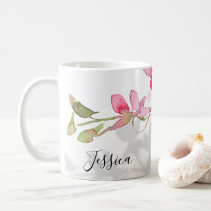 Mug Orchidée rose sur mesure ombre florale 