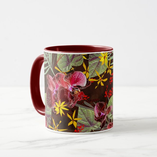 Mug Orchidées rouges. (Devant gauche)