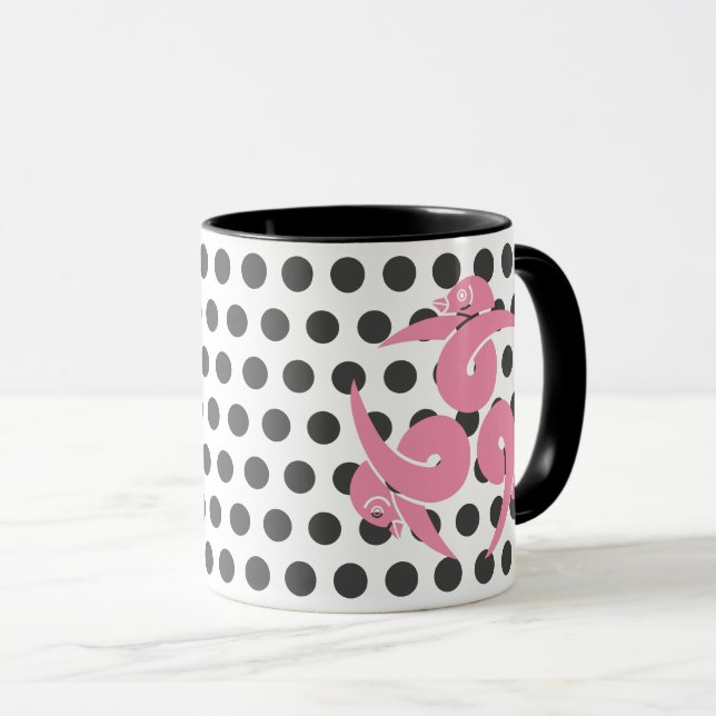Mug Oriental Gris rose Trois Oies Japon Mon Art (Devant droit)