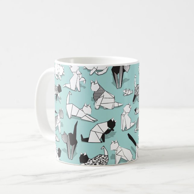 Mug Origami chaton amis // races de chats géométriques (Devant gauche)