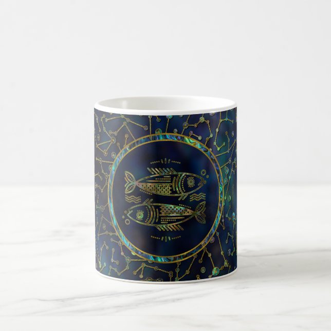 Mug Ormeau d'or de zodiaque de Poissons sur la (Centre)