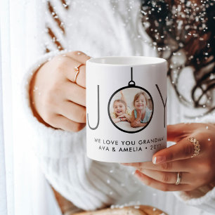 Mug Ornement de photo de JOIE Simple Noël Moderne Fête