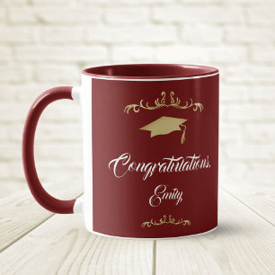Mug Ornement Doré Élégant Félicitations Diplômé