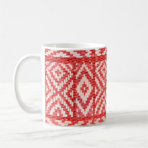 Mug ornement ethnique sur lin naturel textile