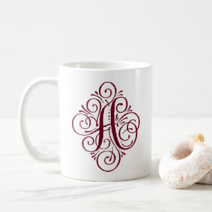 Mug Ornement Monogramme Élégant Personnalisé