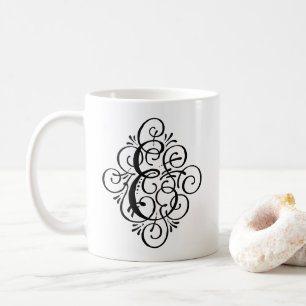 Mug Ornement Monogramme Flourish Personnalisé