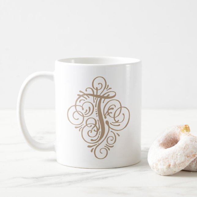 Mug Ornement Monogramme Swash Personnalisé (Avec donut)
