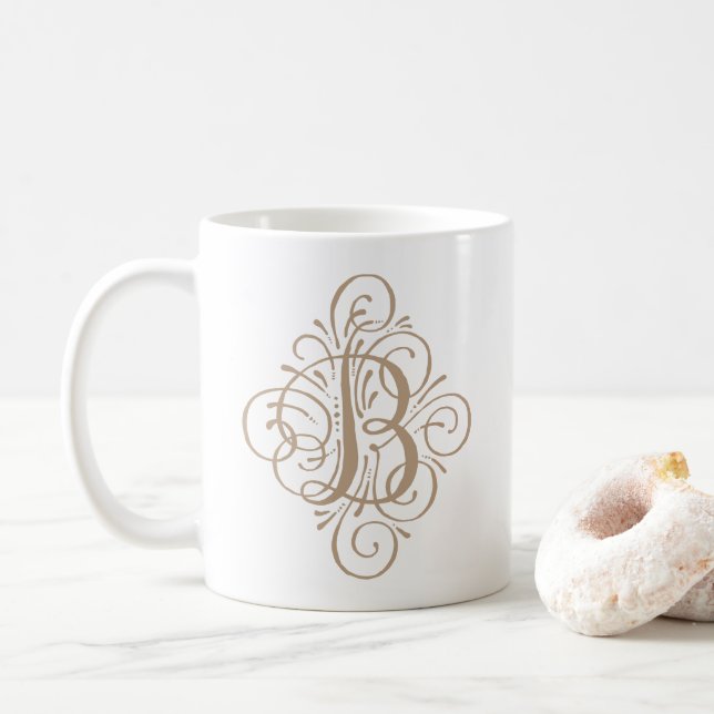 Mug Ornement Monogramme Swash Personnalisé (Avec donut)