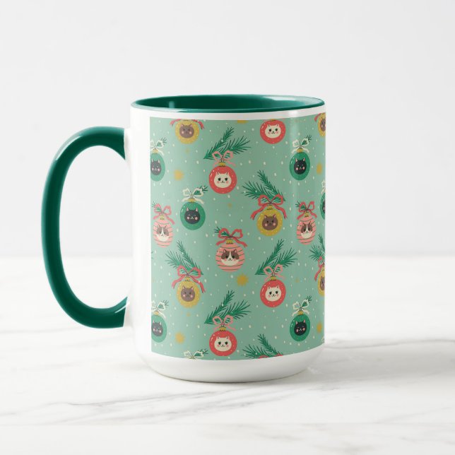Mug Ornements de chats sur Motif d'arbre (Gauche)