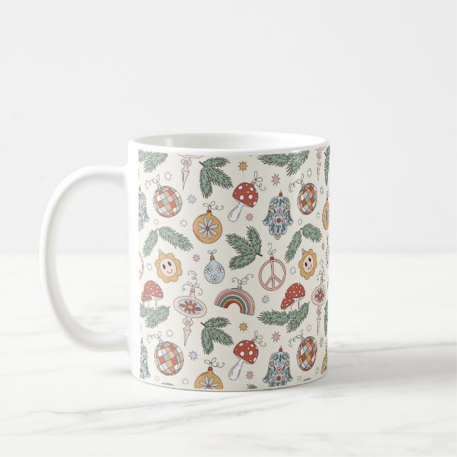 Mug Ornements de Noël anciens et panneaux de paix (Gauche)