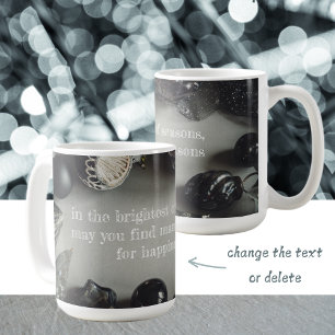 Mug Ornements de Noël Noir vintage avec ruban