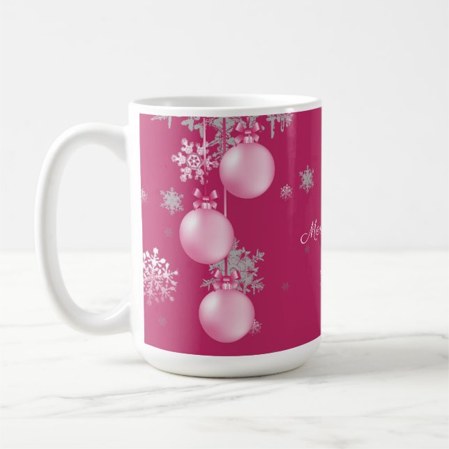 Mug ornements de Noël rose (Gauche)