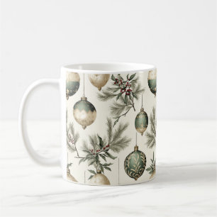 Mug Ornements de Noël Sage Green et Gold