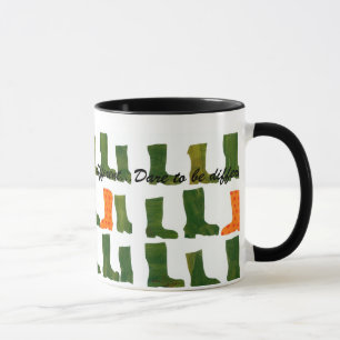 Mug "Osez être différentes" bottes de vert et d'orange