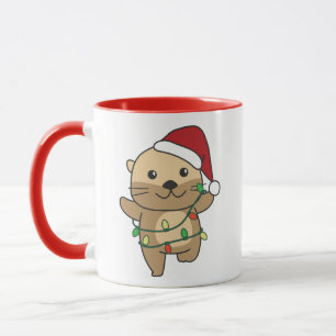 Mug Otter Christmas Winter Animaux Vacances Otters