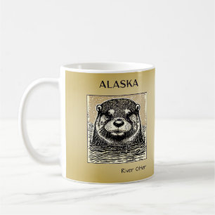 Mug Otter de la rivière Alaska Portrait café Mug-Tan