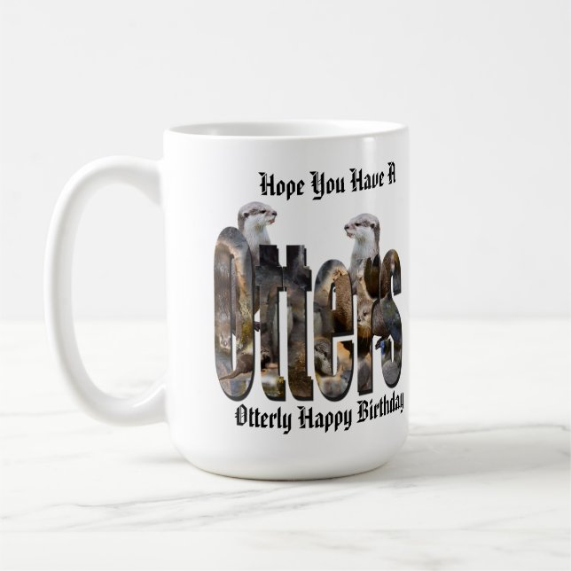 Mug Otter Et Otterly Heureux logo d'anniversaire, (Gauche)