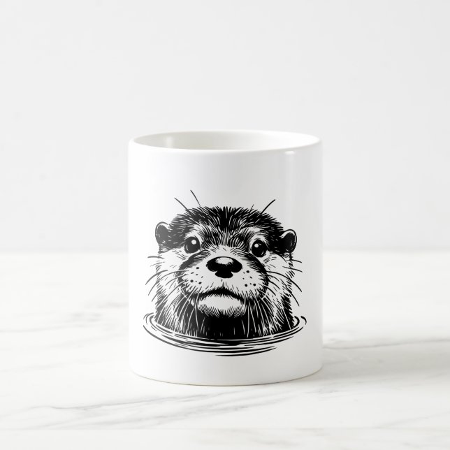 Mug Otter In Water Illustration (Centre)