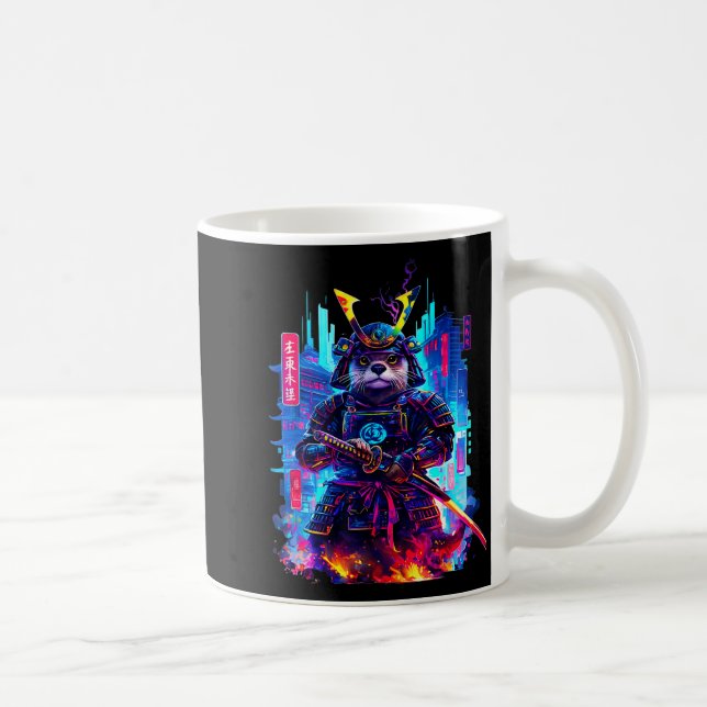 Mug Otter Katana Cyberpunk Neon Samurai Japanese Art  (Droite)