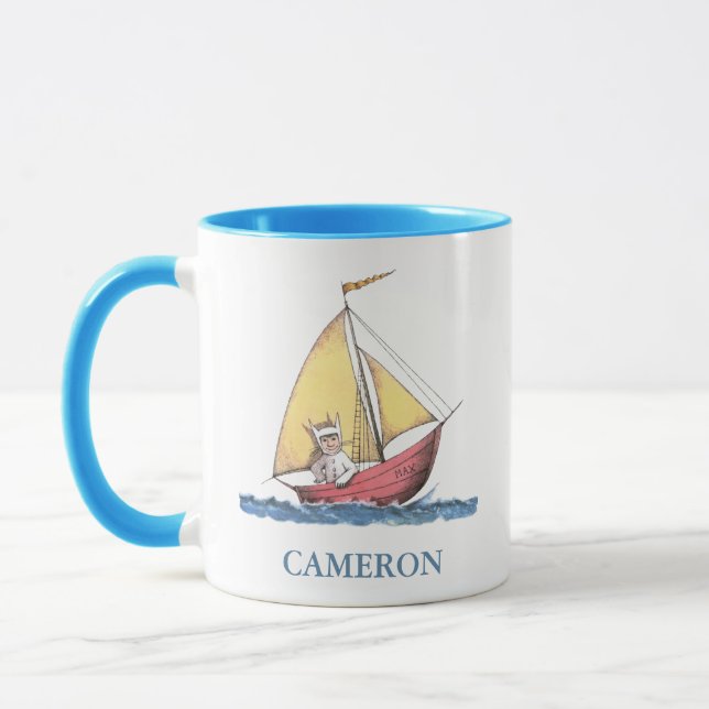 Mug Où sont les monstres ? | Max en bateau | Ajouter u (Gauche)