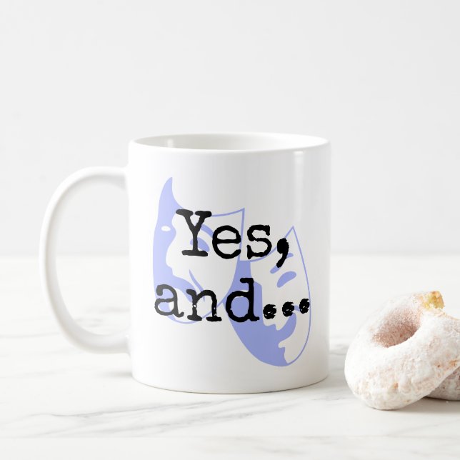 Mug "Oui, et..." + masques de théâtre, l'improvisation (Avec donut)