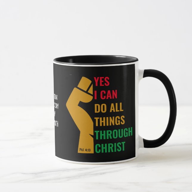 Mug OUI JE PEUX TRAVERSER CHRIST Phil 4:13 Christian (Droite)