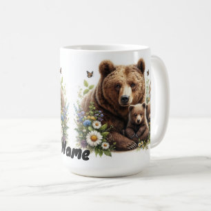 Mug Ours Brun avec des Oursons Prairie Florale Faune