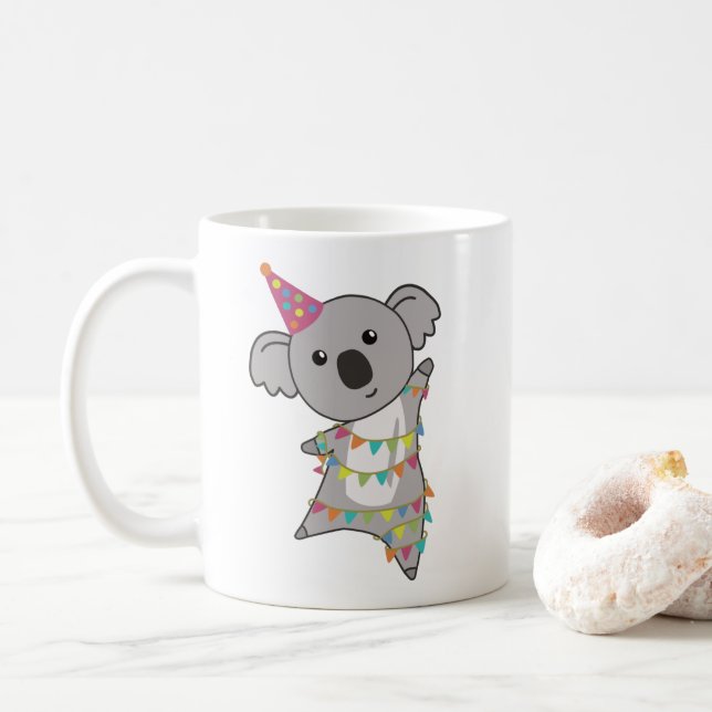 Mug Ours d'anniversaire Koala Ours Ours Garland Coffee (Avec donut)