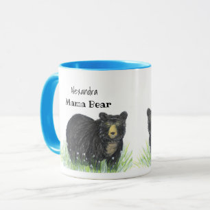 Mug ~ Ours de maman ~ Ours noir garniture bleue