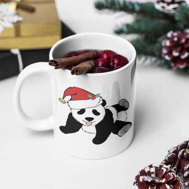 Mug Ours de panda de Noël mignonne à Santa Hat Monogra (Créateur téléchargé)