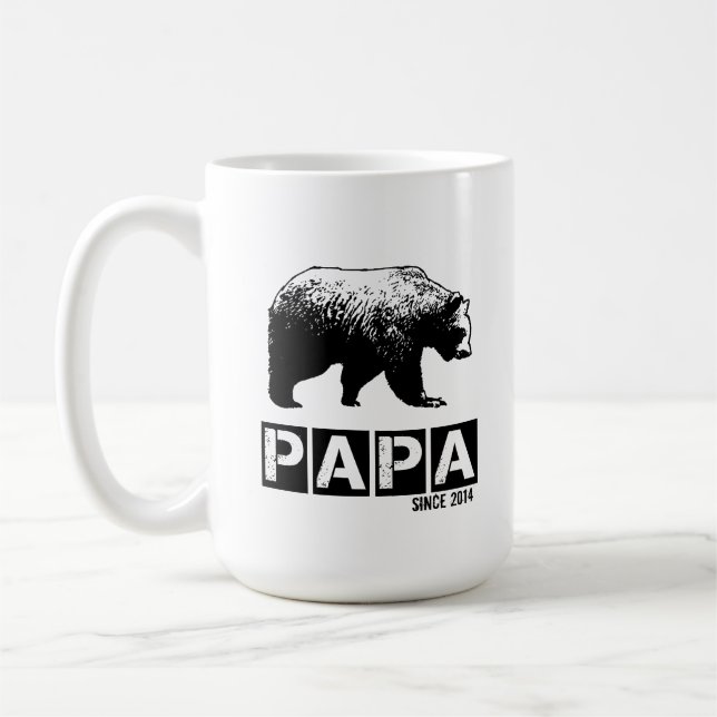 Mug Ours de papa pour le papa 2014, noir de grunge (Gauche)