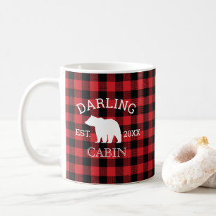 Mug Ours en bois personnalisé avec motif écossais Buff
