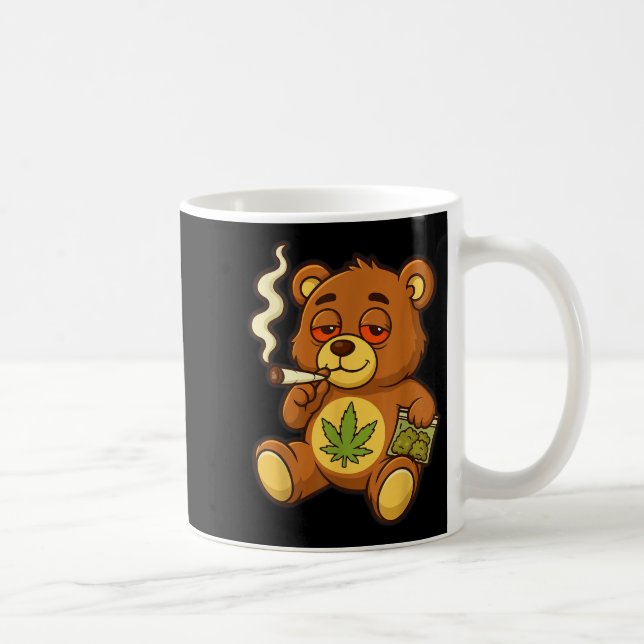 Mug Ours En Jouet Mauvaise Herbe Fumer Ours Avec Feuil (Droite)
