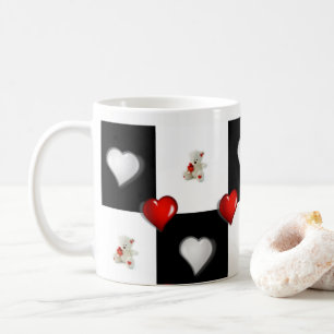 Mug Ours en peluche blanc Cœurs rouges