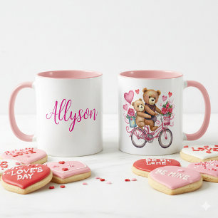 Mug Ours en peluche de la Saint-Valentin sur bicyclett