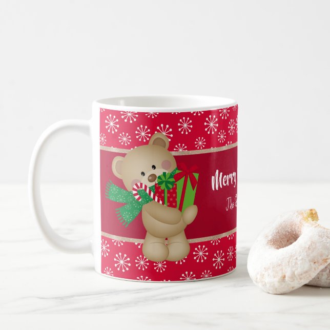 Mug Ours en peluche de Noël avec cadeau et flocons de  (Avec donut)