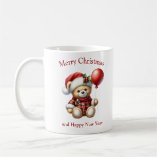 Mug Ours en peluche de Noël avec gui ballon rouge