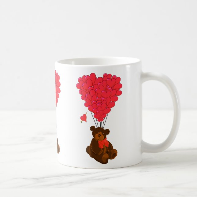 Mug Ours en peluche et ballons cardiaques (Droite)