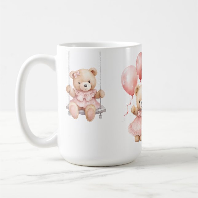 Mug Ours en peluche fille 1er anniversaire aquarelle p (Gauche)