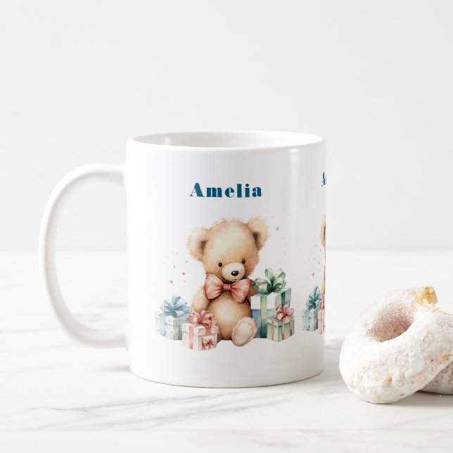 Mug Ours en peluche mignonne avec cadeaux de Noël (Avec donut)