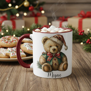 Mug Ours en peluche vintage personnalisé de Noël