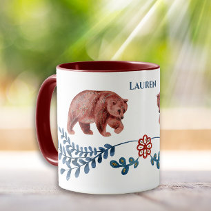 Mug Ours et fleurs nordiques de style scandinave