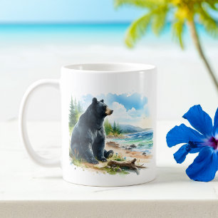 Mug Ours noir à l'eau d'été