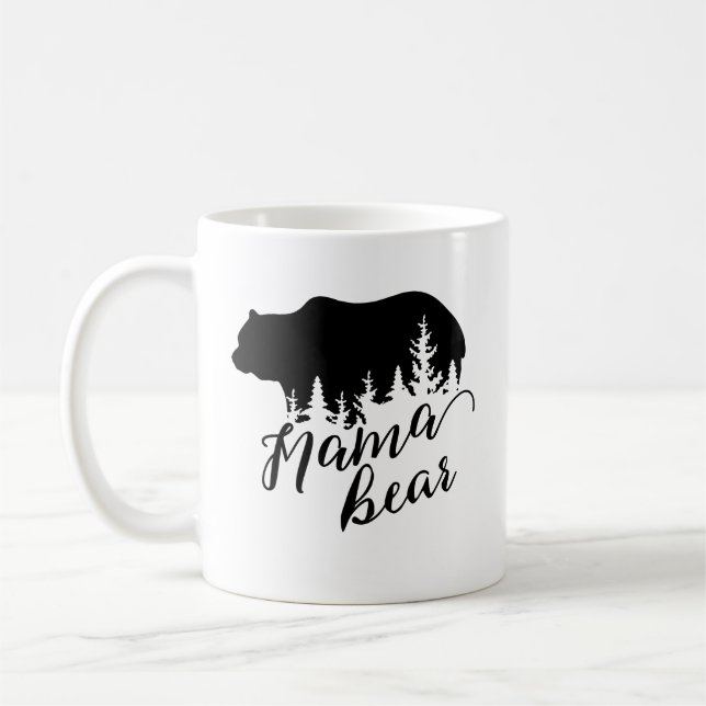 Mug Ours noir rustique et arbres À feuillage persistan (Gauche)