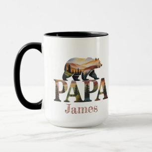 Mug Ours PAPA - Russe Aquarelle Nature Silhouette