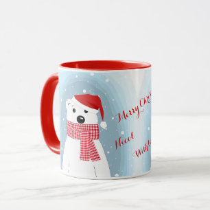 Mug Ours polaire en chapeau de Santa, personnalisation