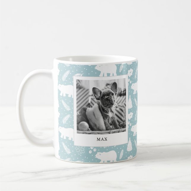 Mug Ours polaire Floral & Pine Holiday Blue 2 Photo Mu (Gauche)