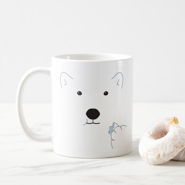 Mug Ours polaire mangeant un marshmallow (bleu clair) (Avec donut)