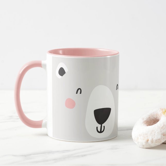 Mug Ours polaire mignon personnalisé pour enfants (Avec donut)